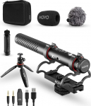 Movo X1 Super Cardioid mikrofon - 3.5mm/XLR/USB-C kaameramikrofon DSLR, nutitelefonide ja arvutite jaoks - professionaalne poomikrofon koos t&auml;iustatud helijuhtimise, statiivi ja tarvikutega