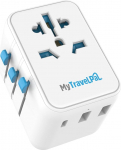 MyTravelPal Universal Travel Adapter USB C-ga, &uuml;lemaailmne reisiadapter, &Uuml;hendkuningriigi ohutusstandardid, universaalne pistikupesa USB-C-ga | rahvusvaheline reisipistik Euroopa, USA, Suurbritannia jaoks