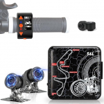 VSYSTO mootorratta DashCam, 150 &deg; laia nurga mootorratta kaamera ees ja taga 1080P, veekindel spordikaamera koos WiFi, OLED juhtmega kontroller, &ouml;ine n&auml;gemine, TPMS, G-sensor, WDR (valge)