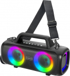 Kaasaskantav Bluetooth-k&otilde;lar juhtmevaba, 140 W maksimaalne valju heli 2 subwooferiga ja bassiv&otilde;imendus, IP65 veekindel v&auml;lisk&otilde;lar, 12000 mAh 24h m&auml;nguaeg, RGB tuled, TF/AUX/USB/Mic sisend, suur pidu