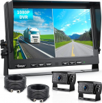 eRapta 10-tolline traadita tagumise vaatekaamera s&uuml;steem veoautole, HD 1080P digitaalne tagumise vaatekaamera s&uuml;steem 10-tollise Quad Split Loop salvestusmonitoriga, IP69K veekindel tagurduskaamerad matkaauto jaoks