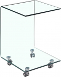 Meubletmoi - Square Glass Side Table - Transparent Glass End Table on Wheels - Modern Atmosphere - Ice