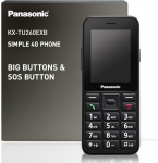 Panasonic KX-TU260EXB 4G Seniorenhandy Einfach zu bedienen, IP44, USB-C, bis zu 7.5St Laufzeit, 2,4-Zoll-Farbdisplay, Schwarz