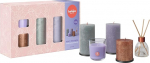 Bolsius Rustik Pillar Candles koos l&otilde;hnavarrega ja l&otilde;hnak&uuml;&uuml;nlaga - kinkekomplekt 5 tk - Funky Freshness - Lavendel - Pikk p&otilde;lemisaeg - sisaldab naturaalset taimevaha
