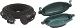 EMOS P01805 5 m Schuko, kummist pikenduskaabel v&auml;litingimustes kasutamiseks (IP44), H07RN-F3G 1,5 mm&sup2;, 5 m & Meister Safebox pikenduskaablile - IP55 juga veekindlus - kuni 9 mm paksustele kaablitele