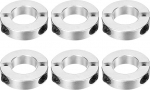 sourcing map Double Split Shank Collar, 32mm Bore Two Piece Clamp Collar, 60mm OD, 15mm Thickness, Aluminum Alloy Screw Split Ring, 6 Pack
