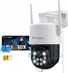 Bextgoo 2K Outdoor Surveillance Camera with SIM Card 4G LTE, 24/7 Surveillance Camera without WiFi, 360&deg; Camera Surveillance Outdoor with Humanoid Tracking, AI Motion Detection, Colour Night Vision