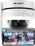 GENBOLT 2.5K PTZ WiFi j&auml;lgimiskaamera sise- ja v&auml;listingimustes DC & POE, 4MP Dual Lens Home Surveillance IP kaamera CCTV 10x Hybrid Zoom, IK10 vandaalikindel, IP66 veekindel, Pan Tilt Auto Tracking