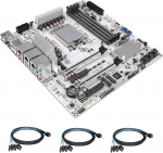 W680 NAS emaplaat Micro ATX 12 Bay, LGA 1700 mATX valge PC emaplaat 10GbE & 2 x 2.5GbE LAN, 4 x DDR5 lauaarvuti RAM (ECC), 3 x NVMe, PCIe5.0 x16, vPro (3 x 4-SATA kaabel)