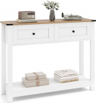 COSTWAY konsoollaud, k&uuml;ljelaud 2 sahtli ja riiuliga, &otilde;huke diivanilaud, kaasaegne koridorilaud elutuppa, magamistuppa, esikusse ja sissep&auml;&auml;suks, valge