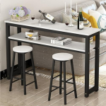 Konsolentische f&uuml;r Flur, schmale Beistelltische aus Glas f&uuml;r Wohnzimmer und Bar, Bartisch mit Marmorimitatplatte, modernes Design f&uuml;r Private und gewerbliche Nutzung