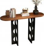 Sideboard Schmal, Konsolentisch Schmal Eschenholz, Abgerundete Tischplatte, Schmales und L&auml;ngliches Design, Ideal f&uuml;r Kleine R&auml;ume(Brown,80x80x35cm/31x31x14in)