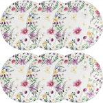 ibasenice Runde Tischsets und Angenehm aus Leinen 6 St&uuml;ck mit Floralem Muster im Landhausstil Platzsparende Platzsets Esstische