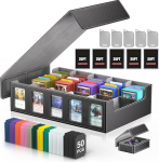 Kauplemiskaartide hoiukast Commander Display, 3900+ kaardid Commander Deck Case mahutab eemaldatava kaanega, 5-realine MTG organiseerija TCG PTCG spordikaardile, 5 toploaderit, 50 vaheseinu (must)