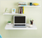 Schwebender Klapptisch, Wandmontage, Holz, K&uuml;che, Esszimmer, Werkbank, multifunktsionaalne, zusammenklappbar, Schreibtisch f&uuml;r Zuhause, B&uuml;ro, Laptop, Lernen, platzsparendes Design, in Wei&szlig;/Schwarz (80 x