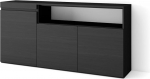 Skraut Home Sideboard, Highboard, sahtlikapp, riidekapp, 150 x 75 x 35 cm, 3 ust, elutuba, k&ouml;&ouml;k, kaasaegne stiil, must