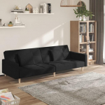ZEYUAN 375801 Diivanvoodi 2-kohaline 2 padjaga, must kangas, Lounge diivan, Diivanid ja diivanid, Relax diivan, Diivan elutuppa, Diivan koos