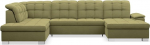 Selsey nurgadiivan 330 x 212 cm U-kujuline oliivroheline moodul diivan magamisfunktsiooniga Osmani diivan hoiuruumiga / voodikastiga Reguleeritavad peatuged Vetth&uuml;lgav kulumiskindel paremal poolel