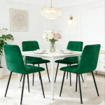 YLGJ&TIDY S&ouml;&ouml;gitoolide komplekt, 4 tooli, sametist s&ouml;&ouml;gitoolid, sametist toolid paksude polsterdustega, metalljalad, toolid s&ouml;&ouml;gituppa, elutuppa ja magamistuppa, maksimaalne koormus 150 kg, roheline