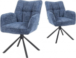 DUBI M&ouml;bel Mika-Daan s&ouml;&ouml;gitoolide komplekt, 2 tooli, 360&deg; p&ouml;&ouml;ratav taskujoonega, k&otilde;rge istekoht, maksimaalne istekoht, maksimaalne koormus 150 kg, sinine kangas, tugev metallist ristraam, kaasaegne disain