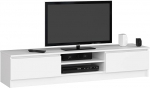 Home Collective TV kapp 160 cm lai kahe ukse ja kahe avatud riiuliga, kaasaegne TV kapp, Lowboard, elutuba, magamistuba, valge v&auml;rviga