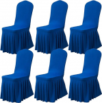 S&ouml;&ouml;gitoa toolikatted komplekt 6, Stretch Parsons Slipcovers koos seelikuga Super Fit Spandex toolikate s&ouml;&ouml;gitoa, hotelli, tseremoonia jaoks (sinine)