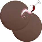 Stool Covers Round 2 Pack veekindel PU Round Bar Stool Covers koos elastsete lintidega Bar Chair Seat Covers Washable Stool Cushion Slipcover for 15-16 Inch Chairs (Coffee)