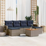 7-teiliges Gartensofa-Set mit abnehmbaren Kissen in grauem Polyrattan, Gartenm&ouml;bel Set als Sofagarnitur