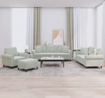 4-TLG. Sofagarnitur mit Kissen Hellgrau Samt, hellgraues Samtsofa 4-TLG. als bequemes Sofa-Set mit Polsterung, 4-teiliges Sofa in Hellgrau Samt, Sofagarnitur