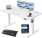 JUMMICO reguleeritava k&otilde;rgusega laud USB-laadimisportiga, 140 x 60 cm, elektriline laud, seisev iste, laud, reguleeritav arvutilaud, valge