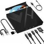 JBonest V&auml;line CD DVD draiver USB 3.0 Type C, V&auml;line SD/TF kaardilugejaga, kaasaskantav RW Burner, kiire andmeedastus s&uuml;learvutile, lauaarvutile, MacBookile, Win11/10/8/7/XP, Linux, Mac OS, Vista