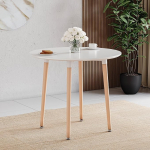 Vida Designs Batley &uuml;mmargune s&ouml;&ouml;gilaud, kaasaegne &uuml;mmargune k&ouml;&ouml;gilaud naturaalsete p&ouml;&ouml;gijalgadega, kompaktne s&ouml;&ouml;gilaud v&auml;ikesesse k&ouml;&ouml;ki ja s&ouml;&ouml;gitoa m&ouml;&ouml;blile (valge, 4-kohaline)
