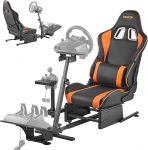 VEVOR rooliseadme statiiv Racing Wheel Stand Simulator Cockpit Sobib Logitech G25 G27 G29 G920 G923 Thrustmaster T300RS TX F458 T500RS T3PA-PRO (F1/GT) ja CSR pedaalidele.