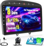 Inefala 8Core/6G+128G Android 15 Autoradio f&uuml;r Peugeot 308/408 2007-2015 mit Wireless Carplay Android Auto, 9 Zoll Touchscreen Radio mit Navi GPS WiFi DSP FM/RDS Bluetooth EQ SWC R&uuml;ckfahrkamera Mic