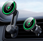 Autokinnitus 15W laadimisfunktsiooniga - juhtmevaba kiirlaadija iPhone 16/15/14/13/12 Pro Maxile - 360&deg; p&ouml;&ouml;ramine, ei blokeeri &otilde;hutusauke, &uuml;hildub 99% autodega