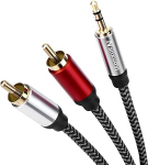 3,5 mm kuni 2 RCA audiokaabel 3ft nailonist punutud 3,5 mm AUX kuni 2RCA audiokaabel stereovastuv&otilde;tjale, k&otilde;larile, nutitelefonile, tahvelarvutile, HDTV-le, audiofiilidele, RCA kaabel, RCA kaabel