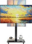 TV Standfuss, Mobiler TV St&auml;nder chwenkbar f&uuml;r 10-42 Zoll Plasma Flachbildschirme und Curved TVs und Monitore, Maximale Tragkraft 30kg, 90 &deg;Drehung, 3 Stufig H&ouml;henverstellbar, Max VESA 200x200 Schwarz