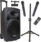 DYNASONIC - DYNAPRO 15 Plus (Pack 3&ordf; Gen Professional Portable Bluetooth-k&otilde;lar, v&otilde;imas 800 W Bluetooth-k&otilde;lar, 2 karaoke-mikrofoni, tahvelarvuti ja statiivi tugi
