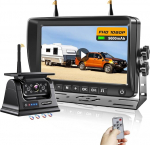 Juhtmevaba p&auml;ikesepoolne tagurduskaamera 7-tollise 1080P monitoriga, 9600 mAh aku 1 minutiline DIY magnet paigaldus & Dual Split traadita tagurduskaamera, veekindlad tagurduskaamerad autole, veoautole, kaubikule, maasturile, matkaautole