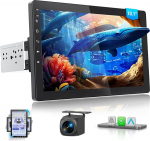 Haudio 360&deg; p&ouml;&ouml;ratav 1-Din-Autoradio mit Wireless CarPlay & Android Auto, 10,1" IPS Bildschirm, 720P R&uuml;ckfahrkamera, GPS, Mirror Link, Sprachsteuerung, RDS/FM/AM Radio, f&uuml;r alle Fahrzeuge Geeignet