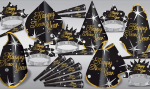 Beistle Happy New Year Shimmer Assortment 10 inimesele M&uuml;tsid, tiraažid, m&uuml;rasarved - peo kingitused ja tarvikud &Uuml;ks suurus, must/kuldne/h&otilde;bedane