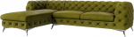 S-Style M&ouml;bel Maria Corner Sofa 5-Seater Chesterfield Corner Sofa for Living Room Lounge Couch with Chrome-Plated Feet Furniture Freestanding Cushion Sofas Couches Left Olive Green 305 x 200 x 73 cm