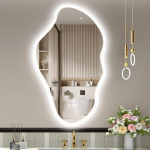 STARLEAD As&uuml;mmeetriline vannitoa peegel koos valgustusega 100 x 60 cm, ebakorrap&auml;rane LED-peegel vannitoas Bluetoothiga, dimmerdatav 3 valgusv&auml;rvi, uduvastane, m&auml;lu, IP44, karastatud klaas, horisontaalne/vertikaalne