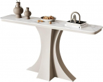 Beistelltisch Sofatisch Mit Minimalistischem Metallgestell,Schmaler Flurtisch Beistelltisch Beistelltisch Mit Marmor-Tischplatte,f&uuml;r Wohnzimmer, Foyer, Flurtisch F&uuml;r Eingang(White+White,120cm)