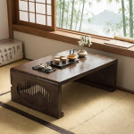 Klappbarer japanischer Couchtisch/Bodentisch, vielseitig verwendbarer Esstisch im Wohnzimmer, f&uuml;r Tatami-Matten, Schlafzimmer, Erkerfenster, Teestube, platzsparend (70 x 37 x 35 cm / 27,5 x 14,5 x 13