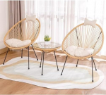 Balkon-Couchtisch-Set mit Rattanst&uuml;hlen f&uuml;r Freizeit im Freien und gewerbliche Nutzung in G&auml;rten, Caf&eacute;s und Hotels