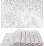 Tischsets, Tischsets und Untersetzer, 91er-Set, runde Mandala-Tischsets, w&auml;rmeisolierende Tischsets, waschbare, rutschfeste Gummi-Tischsets for den Esstisch in der K&uuml;che(Silver)