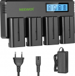 NEEWER 4er Packung 7,4V 2600mAh NP-F550 Ersatzbatterien mit 4 Kanal Akkuladeger&auml;t und Netzteil, Ersatzakku kompatibel mit NP-F550/750/770/970 FM500H QM71D QM91D, Feldmonitor, Videoleuchte
