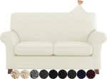 ZNSAYOTX 3 Pack Loveseat Covers for Living Room Non-Slip Stretch Couch Covers for 2 padjad Diivan Pets Koerad Diivan Slipcover Machine Washable m&ouml;&ouml;bli kaitsja (Light Beige, Loveseat)