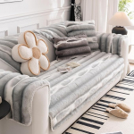 Faux Fur Gradient Ombre Diivan Cover Paks pehme kohev kohev mittelibisev pestav m&ouml;&ouml;bli kaitsja (helehall, 36 x 80 tolli)